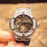 Perfect Replica Best Replica Hublot Big Bang Diamond Tourbillion Stainless Steel Watch 44mm